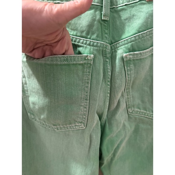 We The Free People High-Rise Straight Leg Jeans Size 26 Green 5 Pocket EUC - Picture 9 of 16